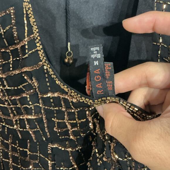 Raga Black Beaded Midnight Kiss Open Back Romper Sz M - Picture 6 of 11